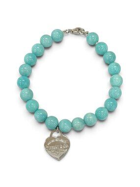 Tiffany & Co Amazonite 925 Return to Tiffany Bracelet Blue Silver HardWear